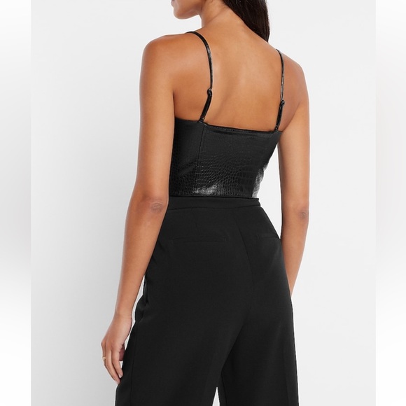 Express Body Contour Croc Faux Leather Corset Cropped Top - Picture 4 of 4